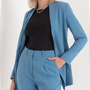 Ricki's‎ Collarless Open Front Blue Blazer